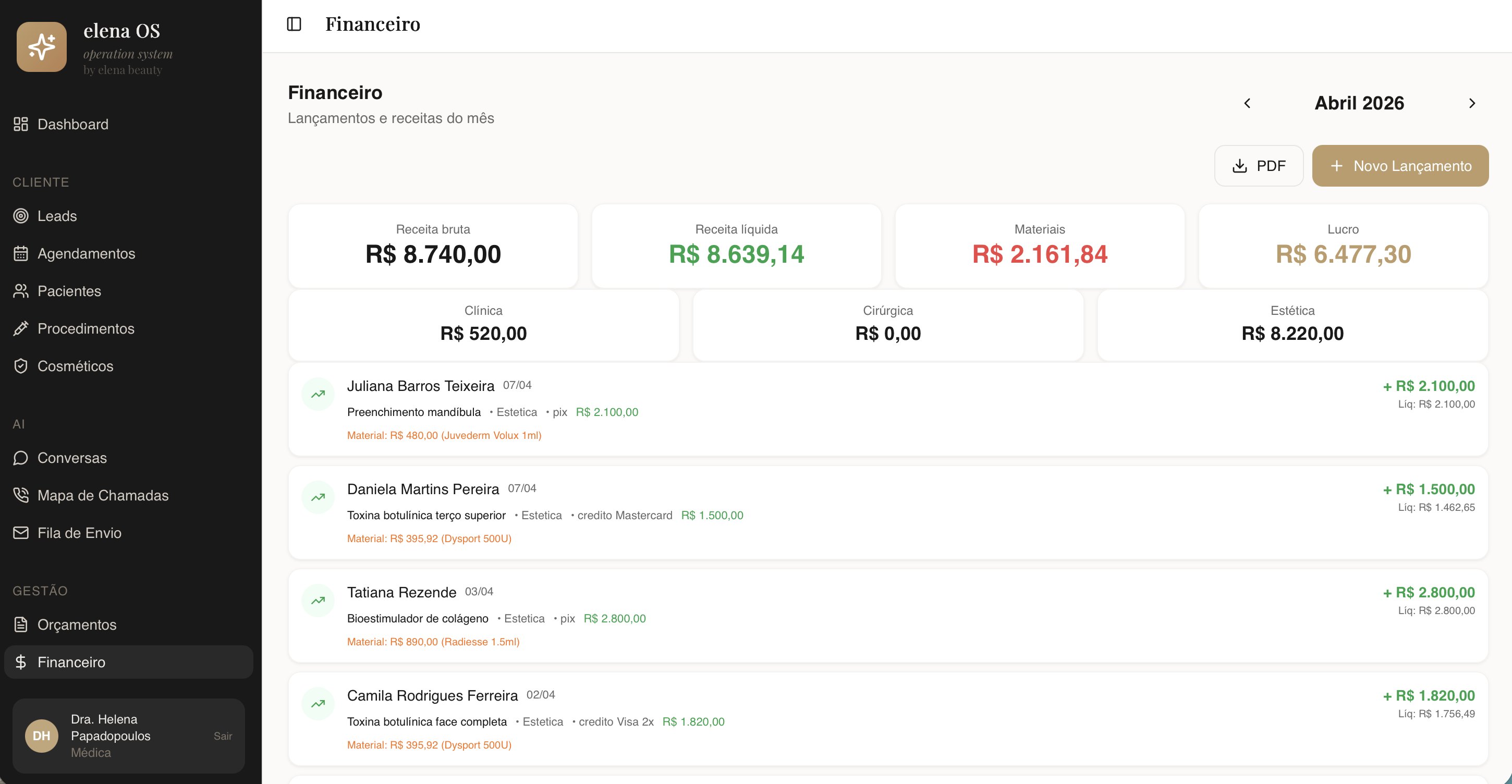Financeiro detalhado